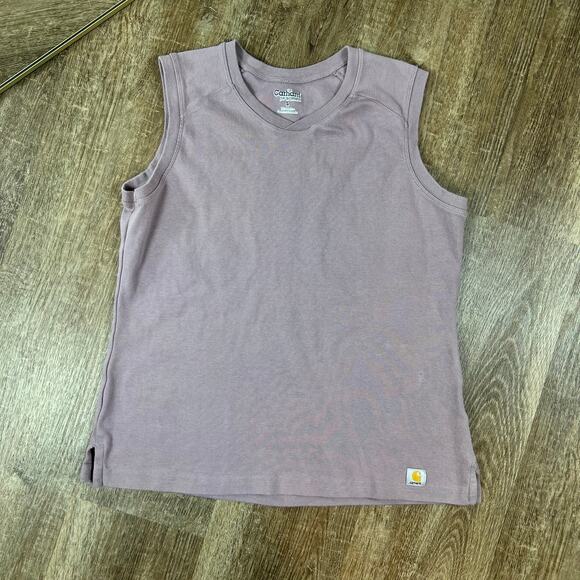 Y2K Vintage Carhartt Sleeveless Shirt Vest Mauve V Neck - Picture 1 of 6